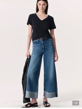 RAG & BONE sophie high rise ultra wide ankle crop cuffed  jeans size 30